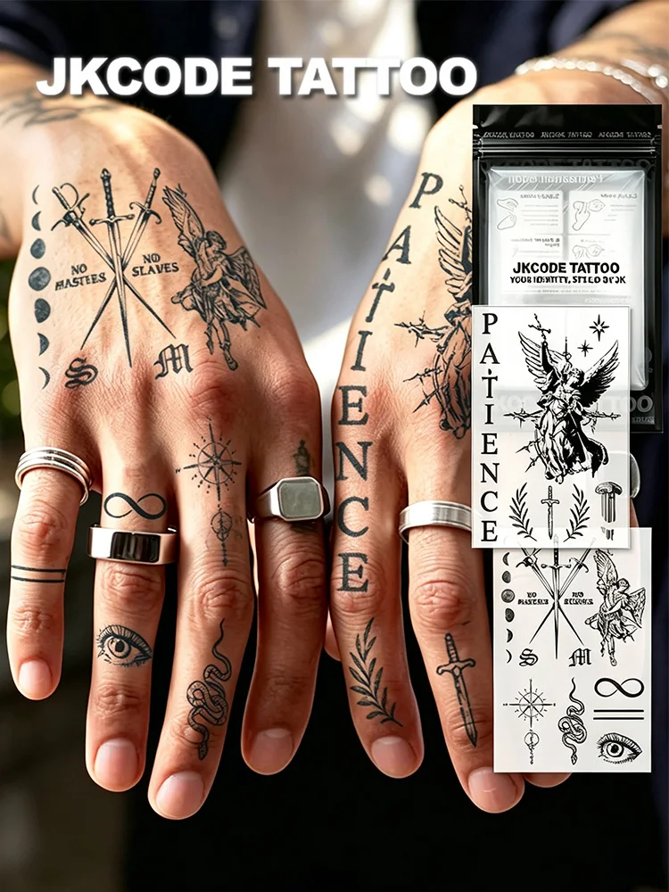 2-Piece Semi-Permanent Tattoo Set |   Roman Mythology Gesso Art, Olive Leaf Hand Tattoo, Finger Tattoo |   Unisex Waterproof Arm Tattoo, Realistic Fake Tattoo, Non-Reflective for 7-14 Days, Magic Tattoo, Lasts 1-2 Weeks, Perfect Gift.