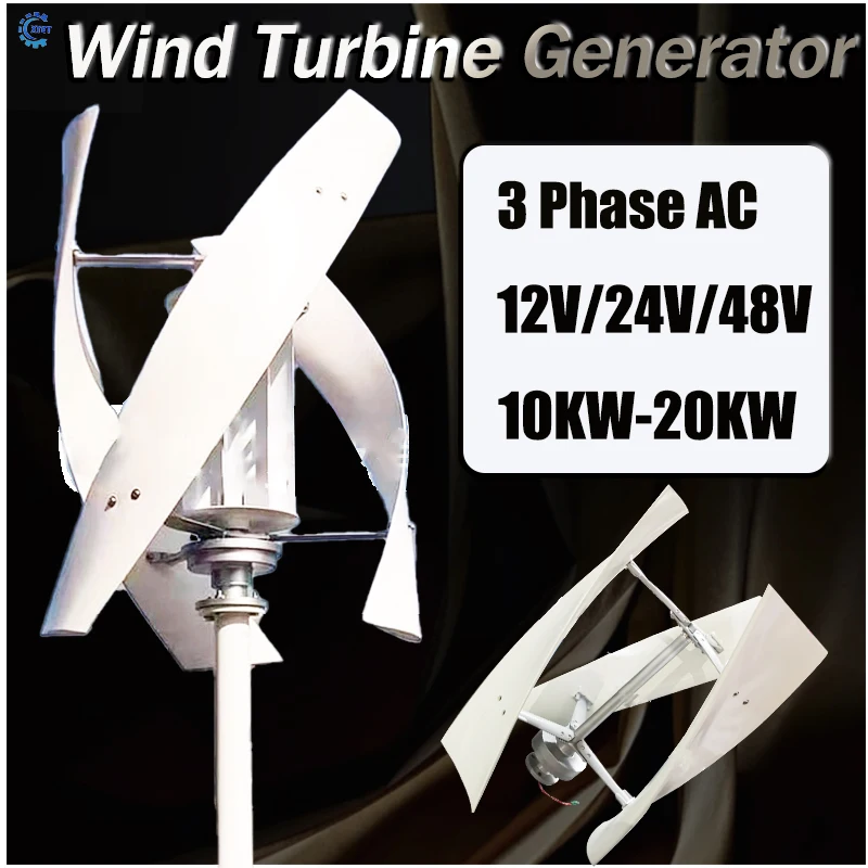 

Free Energy 20000W 12V 24V 48V 3 Blades Wind Power Turbine Generator With Mppt Charge Controller Vertical Axis For Farm Home Use