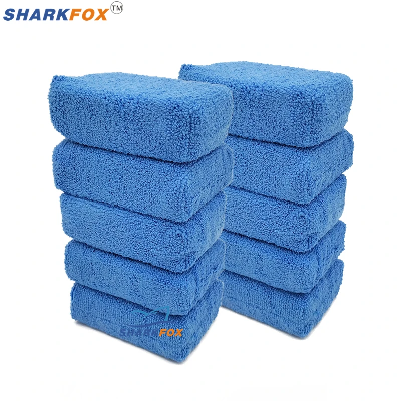 

Sharkfox Rectangular Microfiber Applicator and Cleaning Pads Waxing Sponge Blue and Gray Car Care Microfibre Wax Polishing