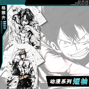 Ruffy One-Stück Kurzarm T-Shirt für Männer und Frauen, Top Co-Brand, 3D-Druck, Sommer, Neu, Assolon Animation, 2024 8 Hauptverkauf Luffy Dressrosa Shirt - №3