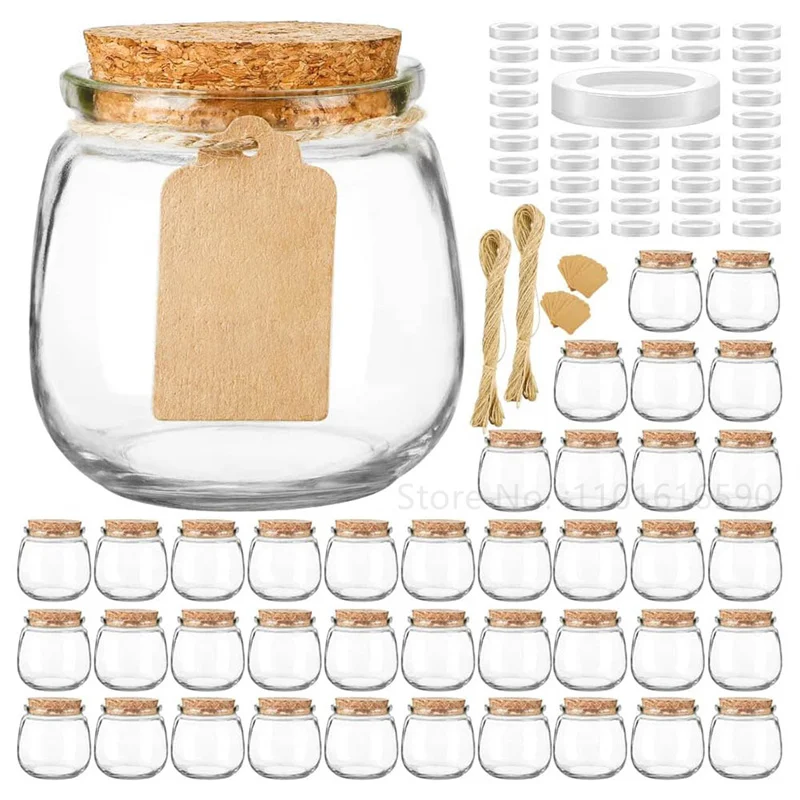 3/6/12PCS 200ml Empty Candle Jars for Making 7oz Small Glass with Cork Lids Honey PE Lids Wedding Favor DIY Gift Baby Shower