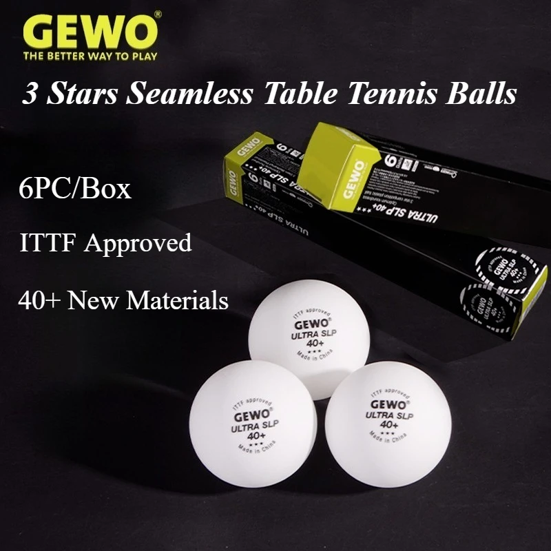 

6PC/Box GEWO 3 Stars Seamless Table Tennis Balls 40+ New Materials Competition Professional Training Ping Pong Balls With ITTF