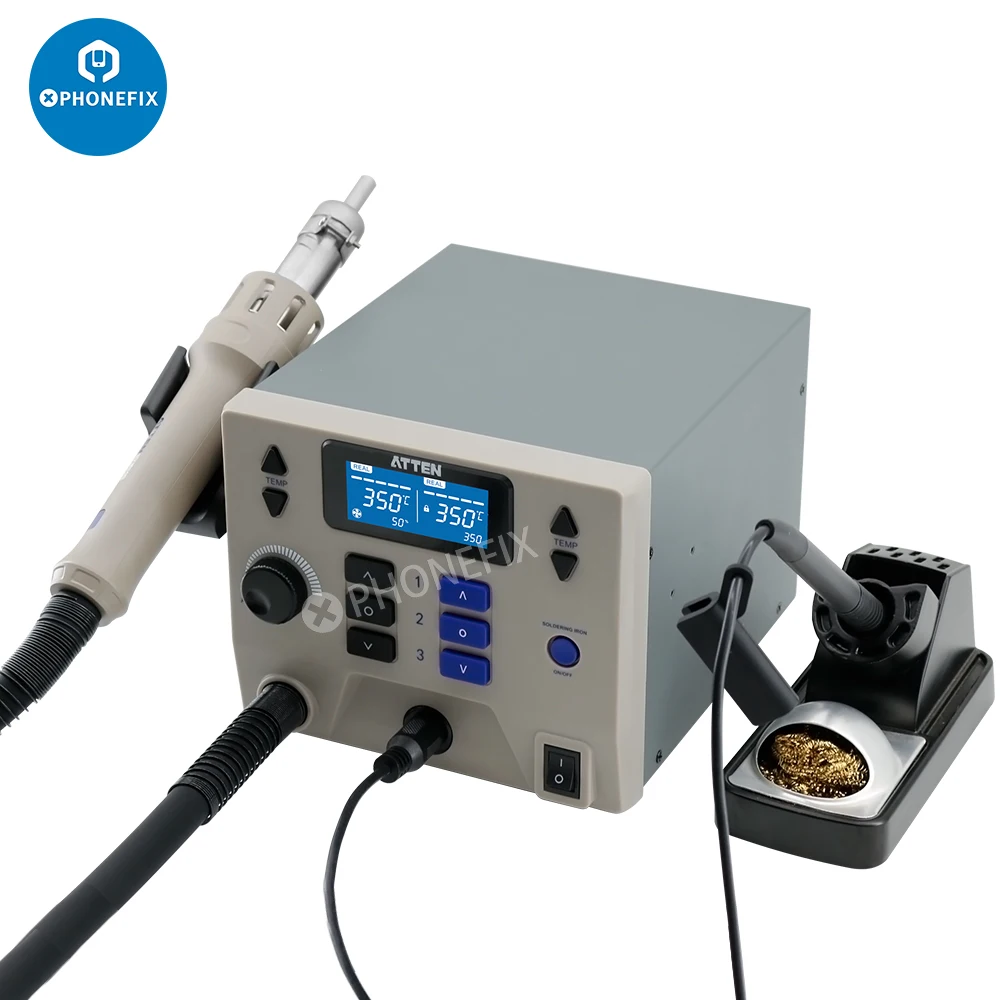 ATTEN ST-8602D 1300W 2 W 1 cyfrowa stacja lutownicza wiatrówka SMD do rozlutowywania wiórów profesjonalna płyta z obwodami drukowanymi