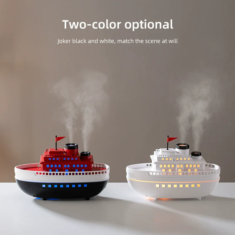Neuer Kreuzfahrtschiff-Diffusor für ätherische Öle, Luftbefeuchter, 300 ml, USB-Mini mit automatischem Timer und 7-farbigen LED-Leuchten für die Dekoration im Home Office