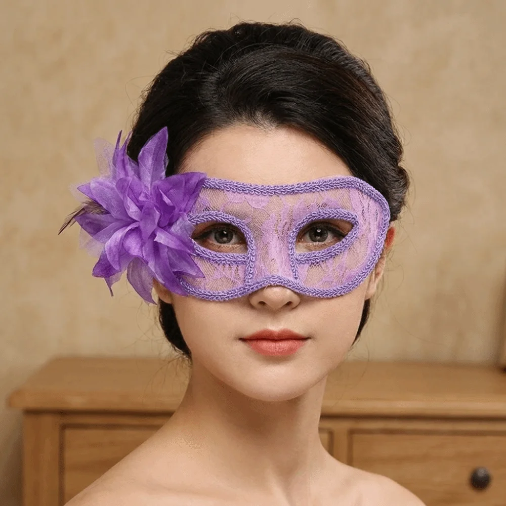 Flower Half-Face Mask Seductive Style Multicolor Masquerade Ball Mask Cosplay Masquerade Halloween Festival Party Mask