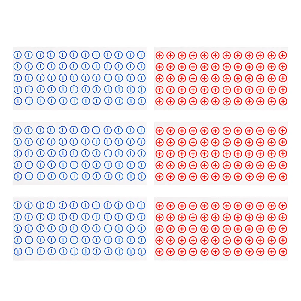 6Sheets Self-Adhesive Polarity Stickers 12Mm High Visibility Red Blue Positive Negative Battery Labels Electrical Panel Breaker
