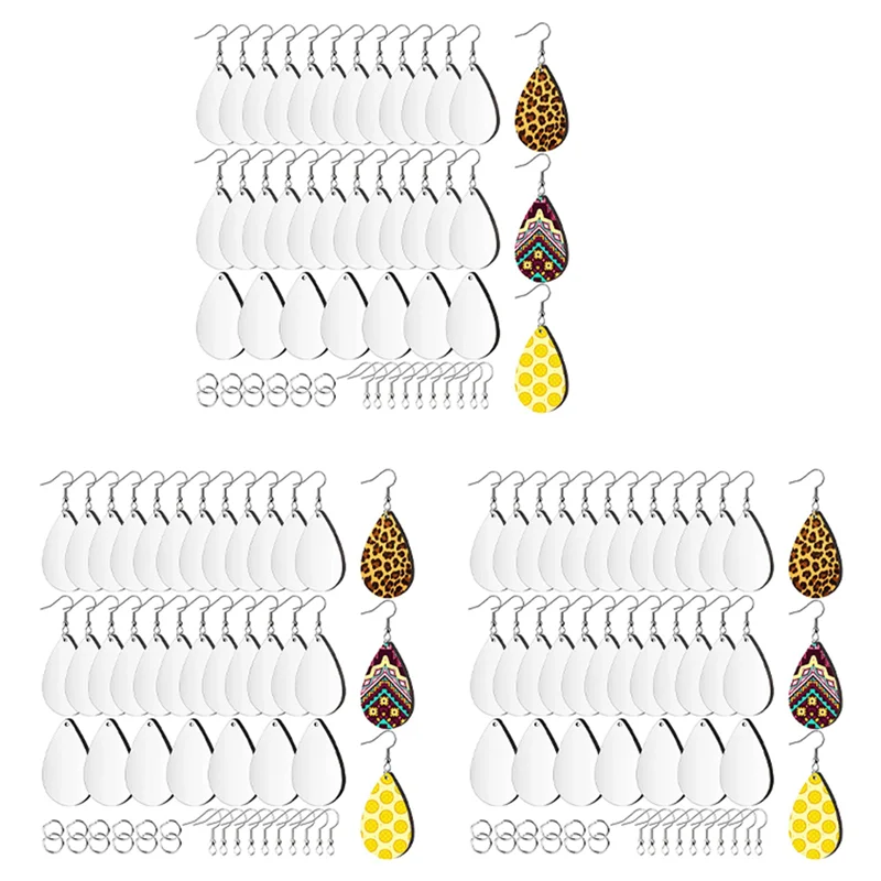 

NEW-180Pcs Sublimation Blank Earrings Unfinished Teardrop Heat Transfer Printing Earrings Pendant For Jewelry DIY Making