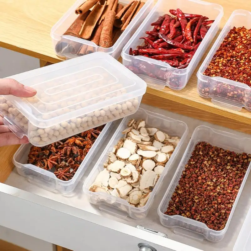 1PC Stackable Spice Storage Boxes Plastic Seasoning Jar Multi-Layer Food Container Crisper Cereal Coffee Beans Sealed Organizers