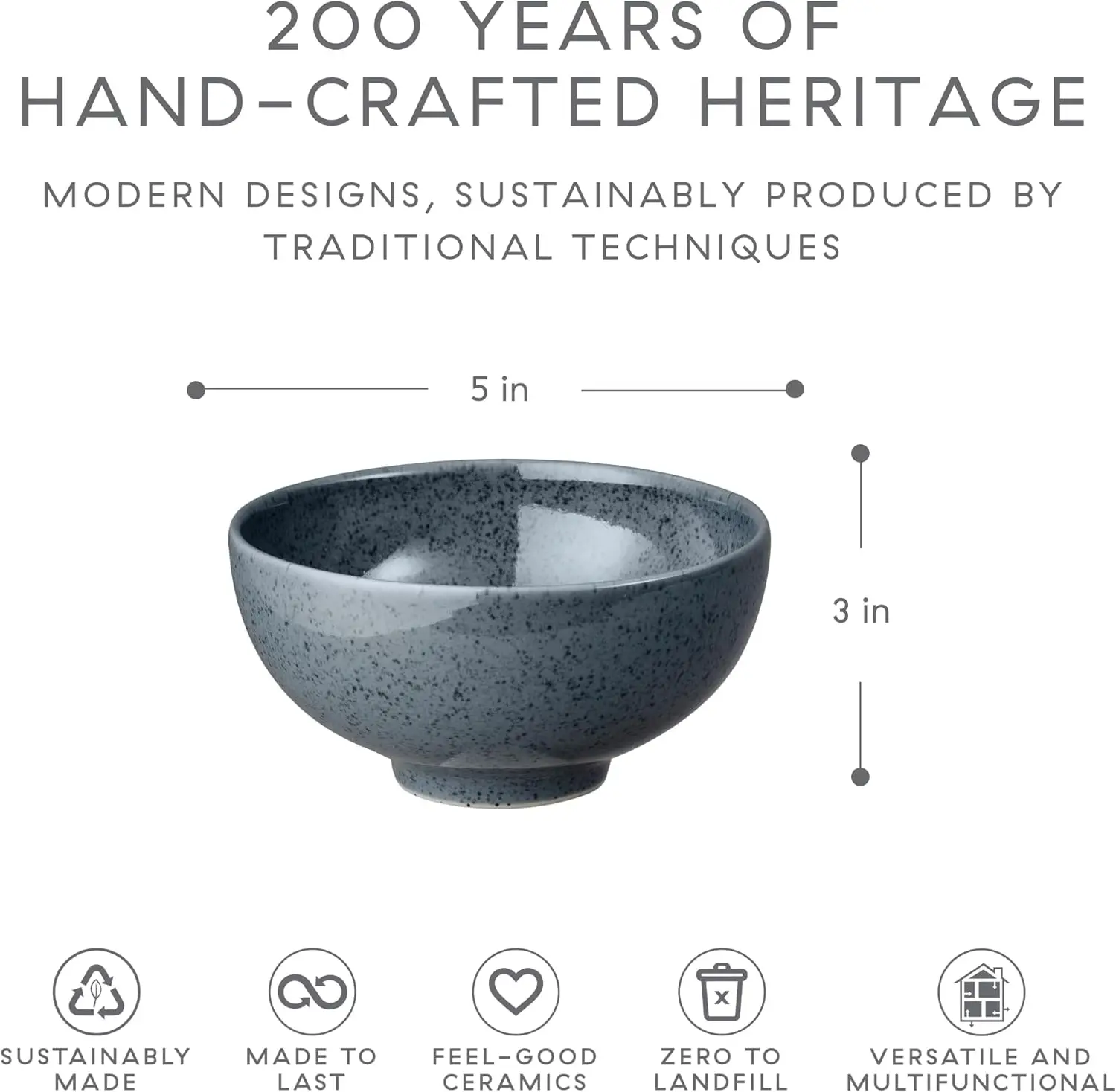 مجموعة أوعية أرز رمي باللون الرمادي الداكن مكونة من 6-16.2 أونصة لغسالة الأطباق، آمنة في الميكروويف - مقاومة للخدش - طلاء رمادي تفاعلي، سيراميك