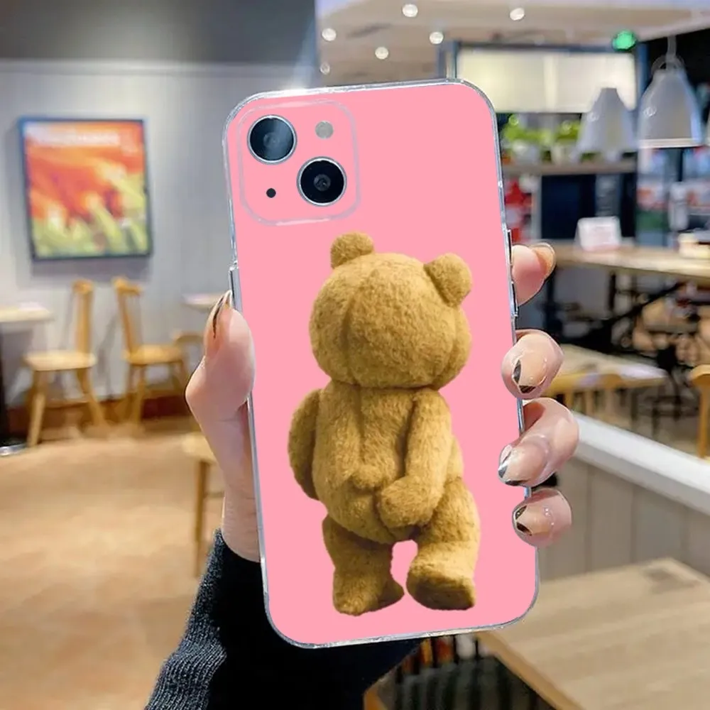 Cute T-Teds Bear Phone Case For iPhone 15,14,13,12,11 Plus,Pro,Max,XR,XS,X,7,8 Plus,SE,Mini Transparent Silicone Soft