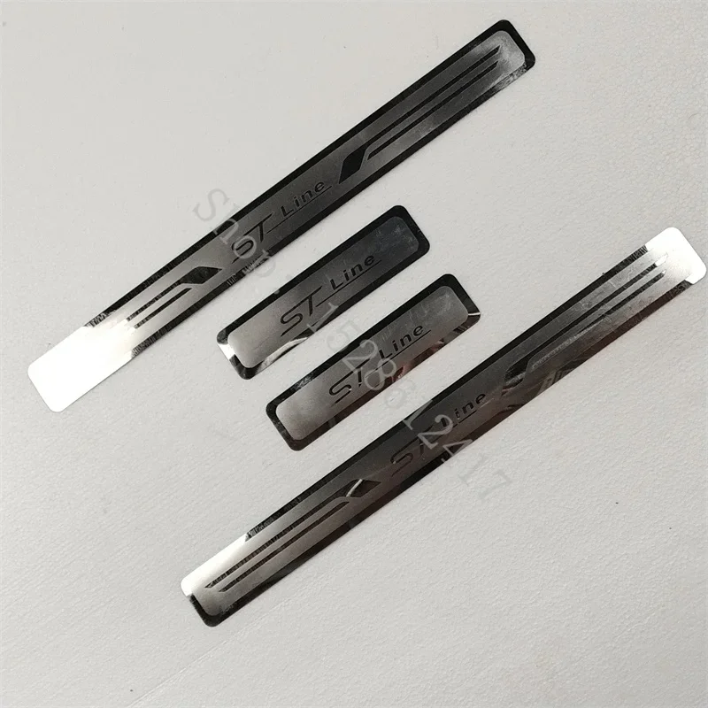 4pcs For Ford ST LINE 2012-2023 Sticker Door Sill Scuff Plate Guard Stainless Steel Kick Pedal Sticker Car Styling Accessories