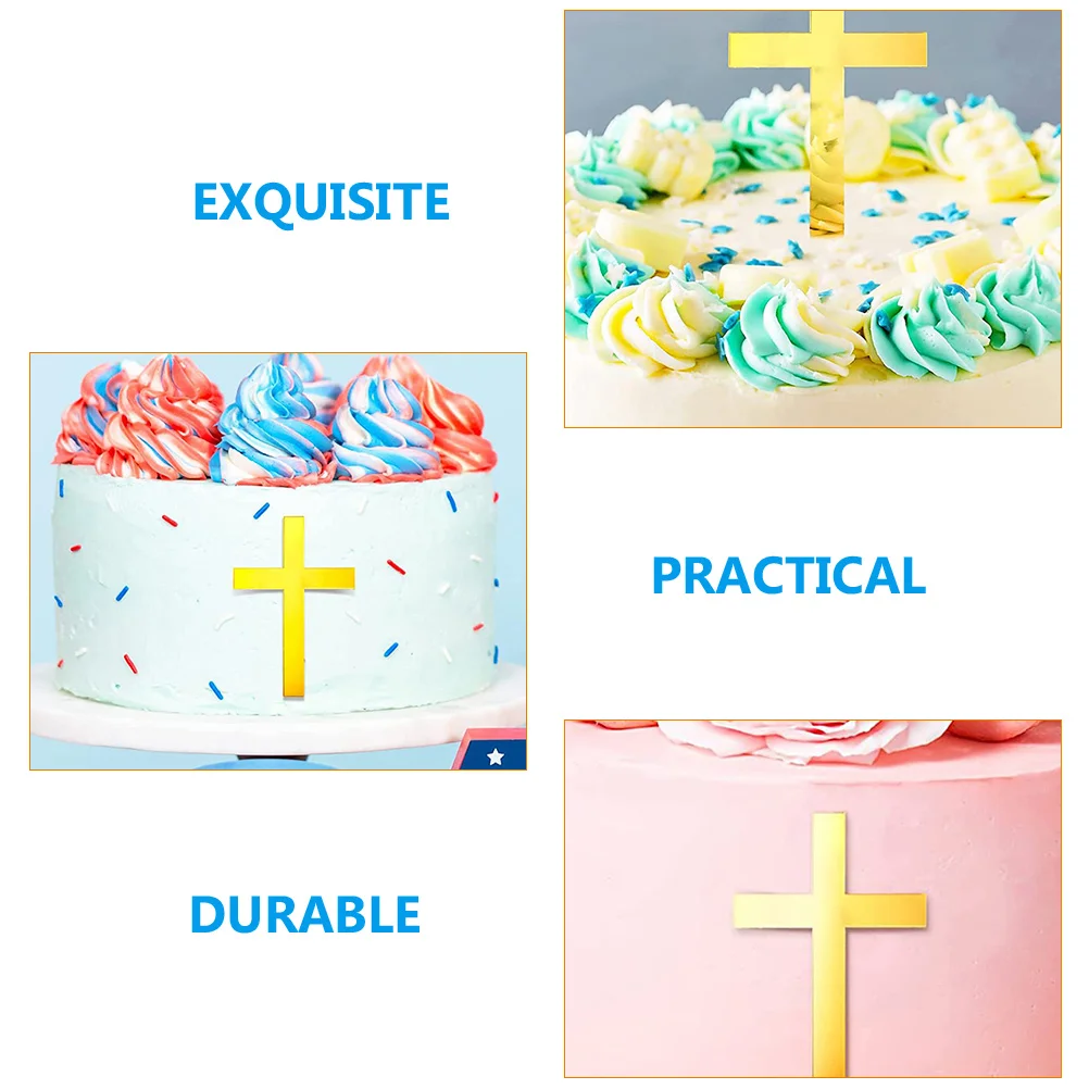

20pcs Cross Cake Decoration Acrylic Cupcake Toppers Party Decorations Birthday Supplies Easy Insert Cake Picks Holy Communions