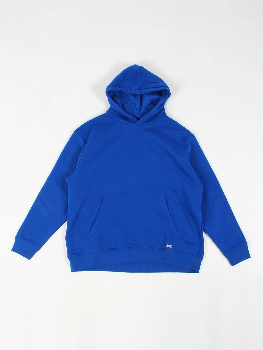 

Осенне-зимняя теплая толстовка с капюшоном большого размера на флисовой подкладке, в американском повседневном стиле, однотонная, простая, надеваемая через голову.