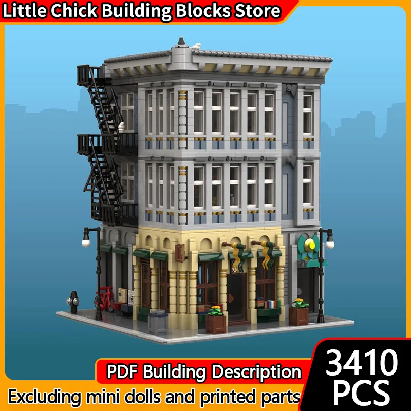 City Street View Model MOC Building Bricks Architecture City Books Modular Technology Children Holiday Gifts Assemble Toys Suit