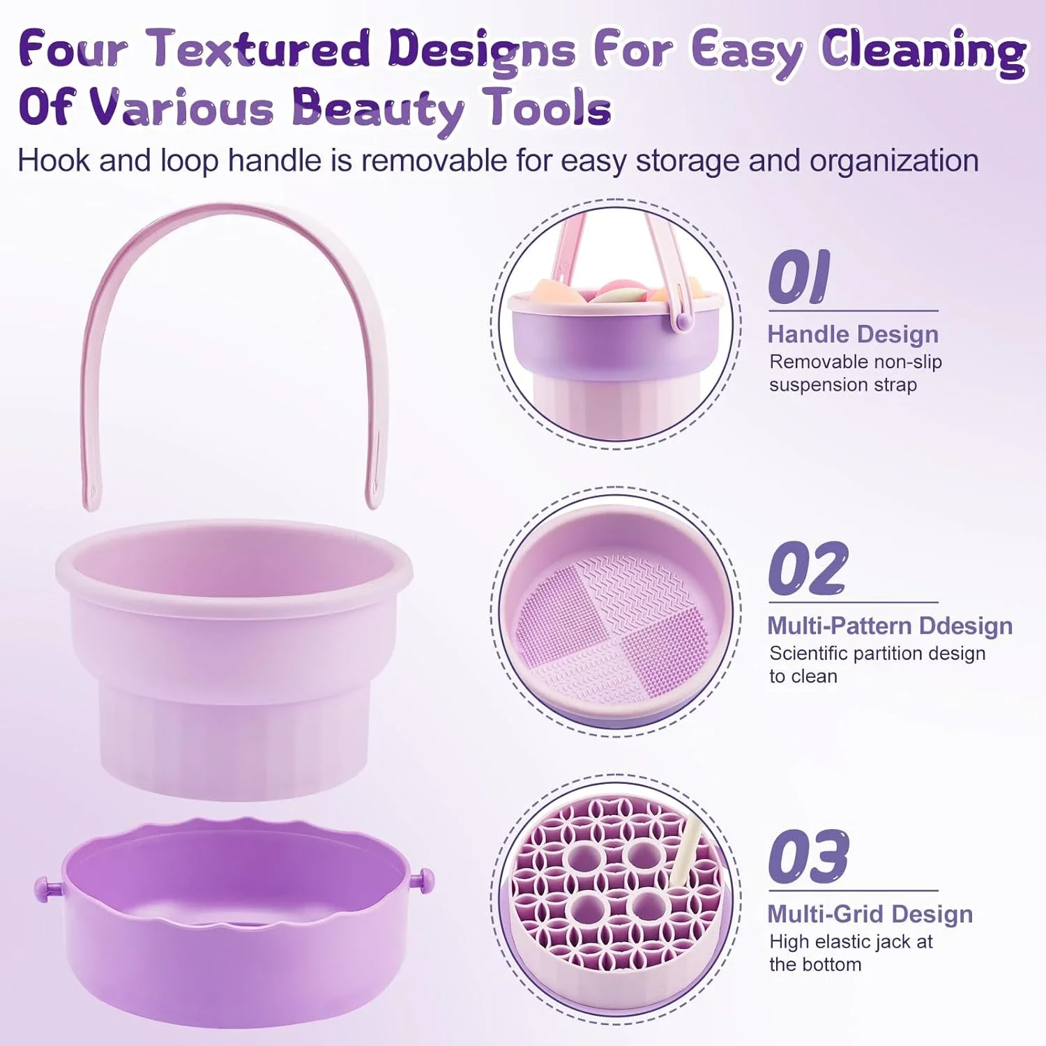 

Silicone Makeup Brush Cleaning Mat & Organizer with Drying Holder - Ideal for Sponge, Powder Puff & Brush Drying - Essential Cos
