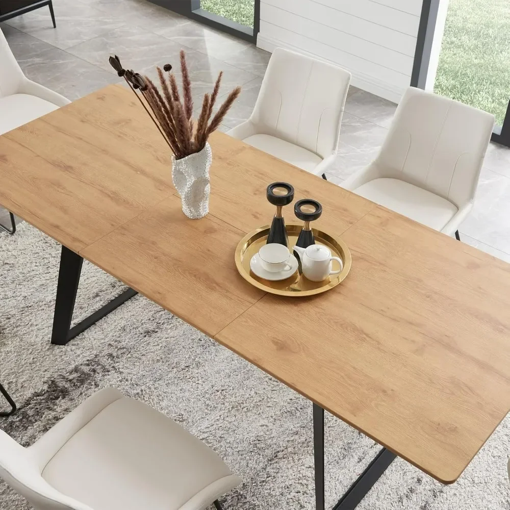 6-person dining table set, modern dining table and chairs, 7-piece farmhouse dining table with chairs