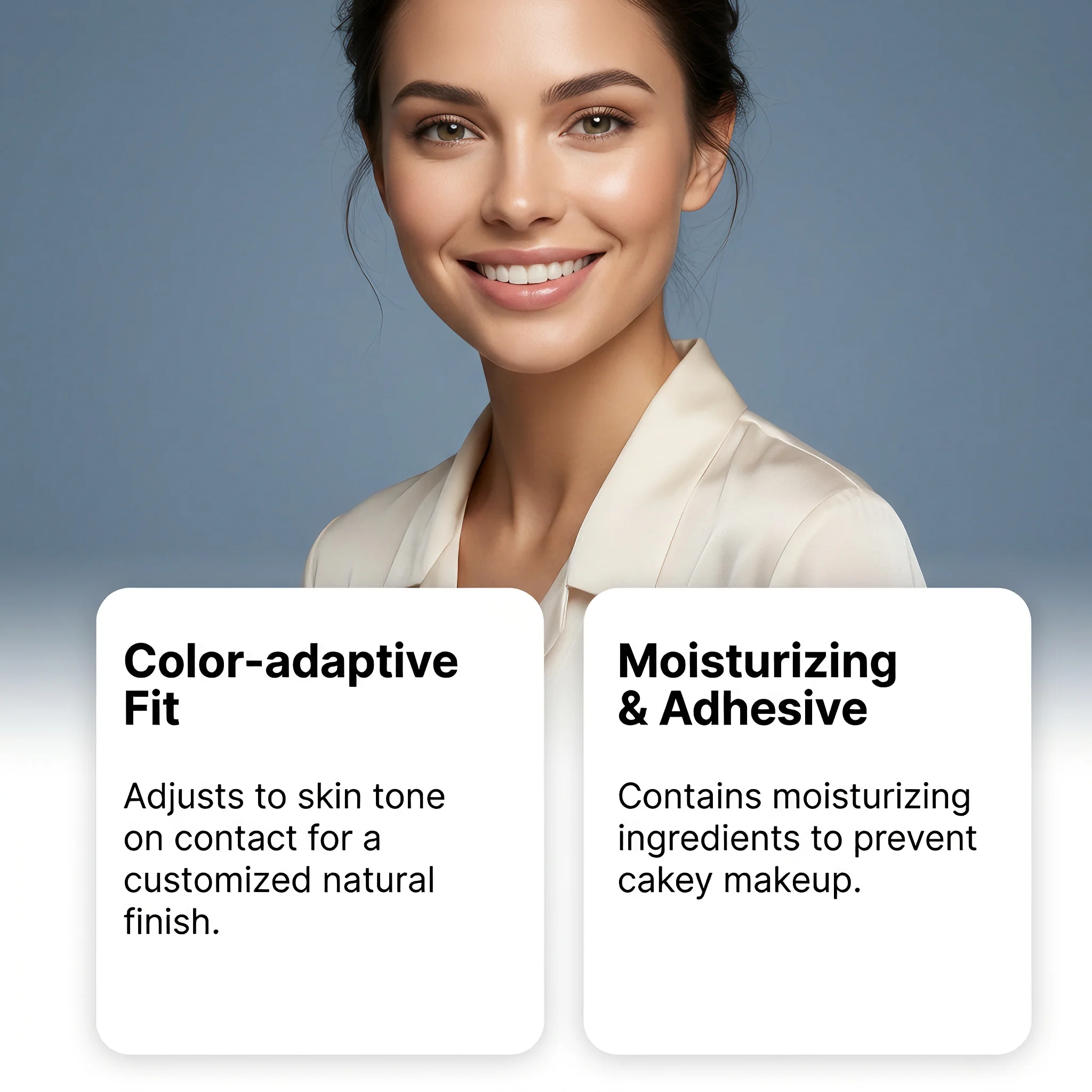 Lightweight Color Changing Foundation, Skin-Tone Adaptive, Moisturizing, Anti-Caking, Long Lasting, Smooth & Comfortable