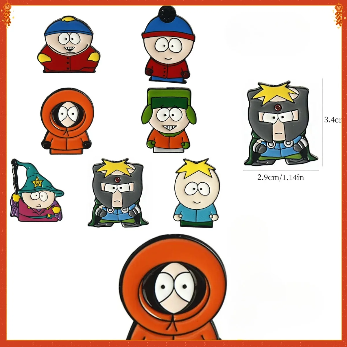 

7Pcs/Set Cartoon TV Movie Cartman Figure Badges - Cute Lapel Pins for Backpacks, Clothes & Jewelry Accessories