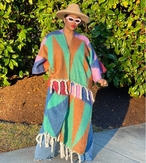 Africano popolare Plus Size Casual stampa frangia cardigan alla caviglia capispalla moda invernale Fuzzy lungo spolverino per signora