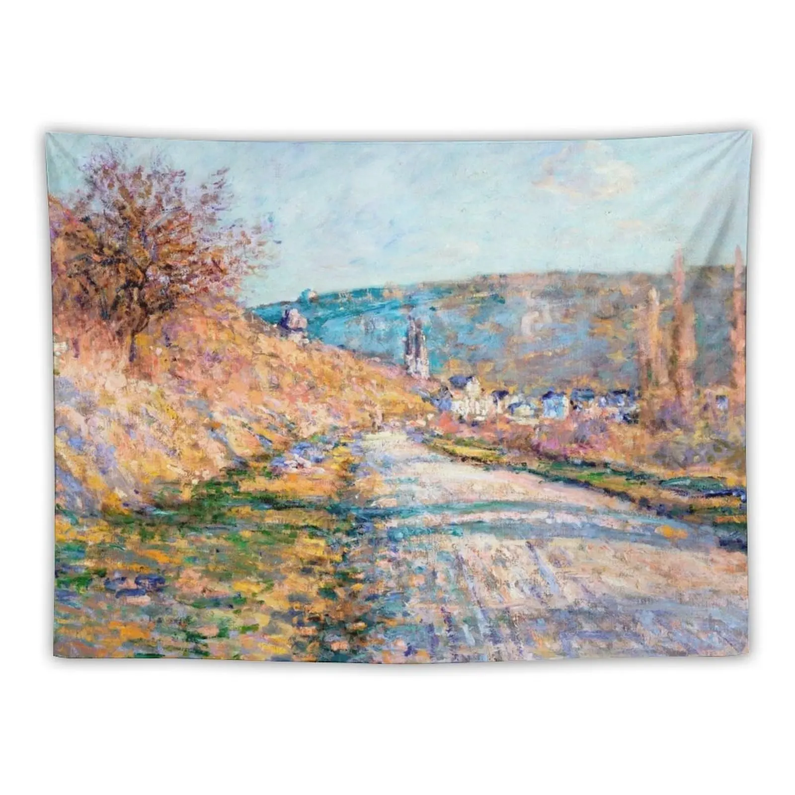 

1879-Claude Monet-The Road to Vétheuil-23 x 28 Tapestry Wall Hanging Decor Decoration For Rooms Korean Room Decor Tapestry