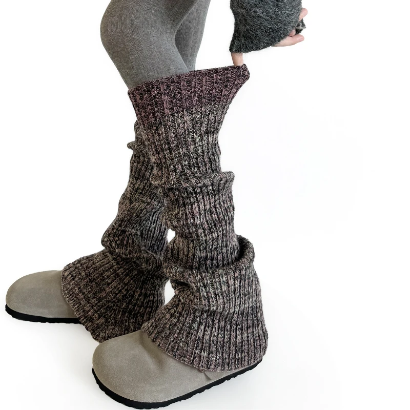 

Вязаные гетры контрастного цвета, осень и зима, 30% шерсть, толстые гольфы, гольфы Y2k, гетры, чулки