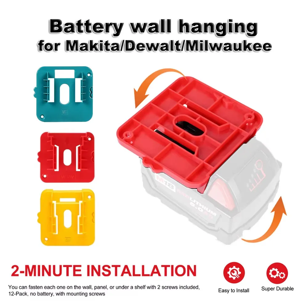 Battery Wall Mount Bracket for Makita/Dewalt/Milwaukee Machine Holder Battery Storage Rack  14.4V 18V Li-ion Battery