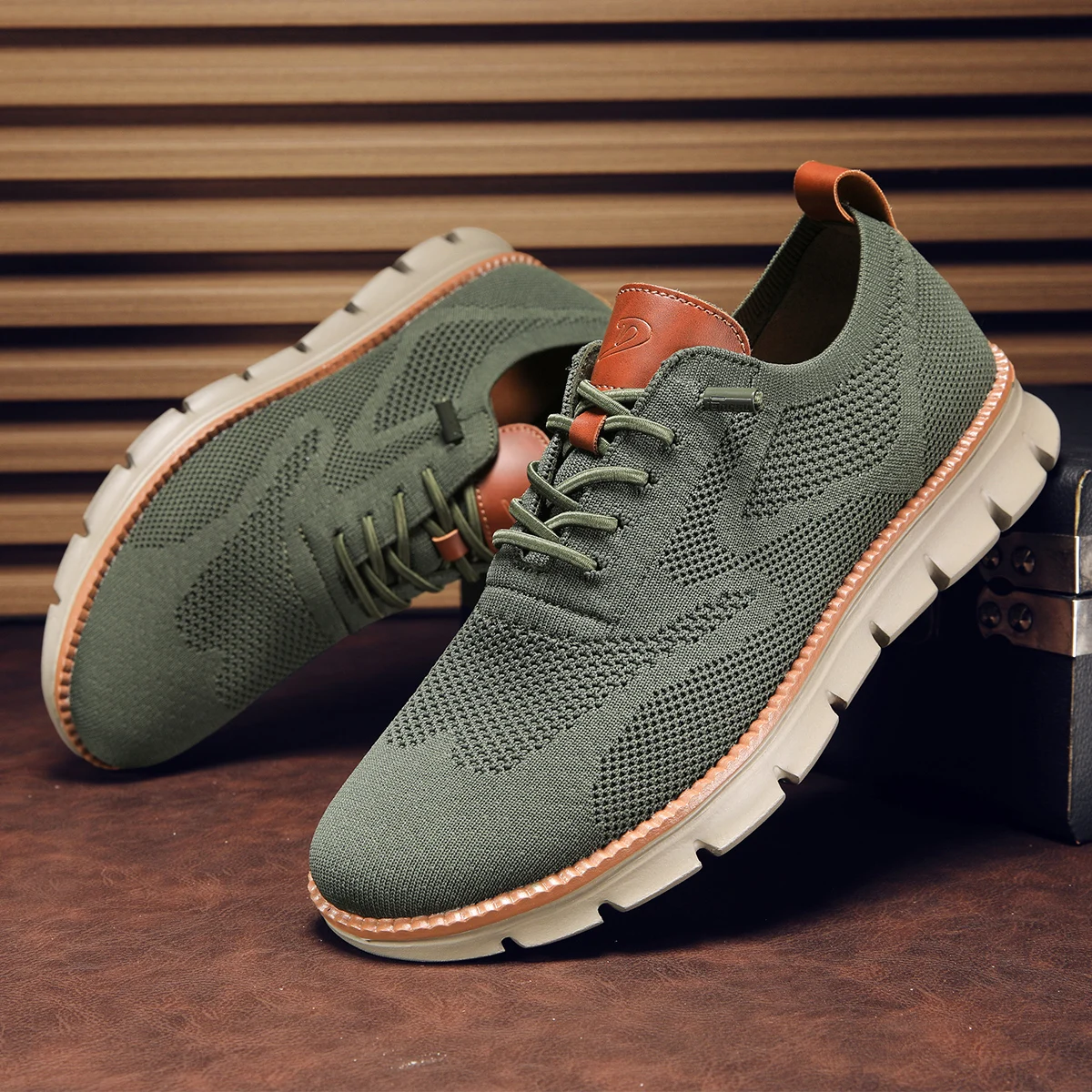 Men's Plus Size Casual Shoes Breathable Fly-Weave Mesh Lightweight Anti-Slip Sports Sneakers