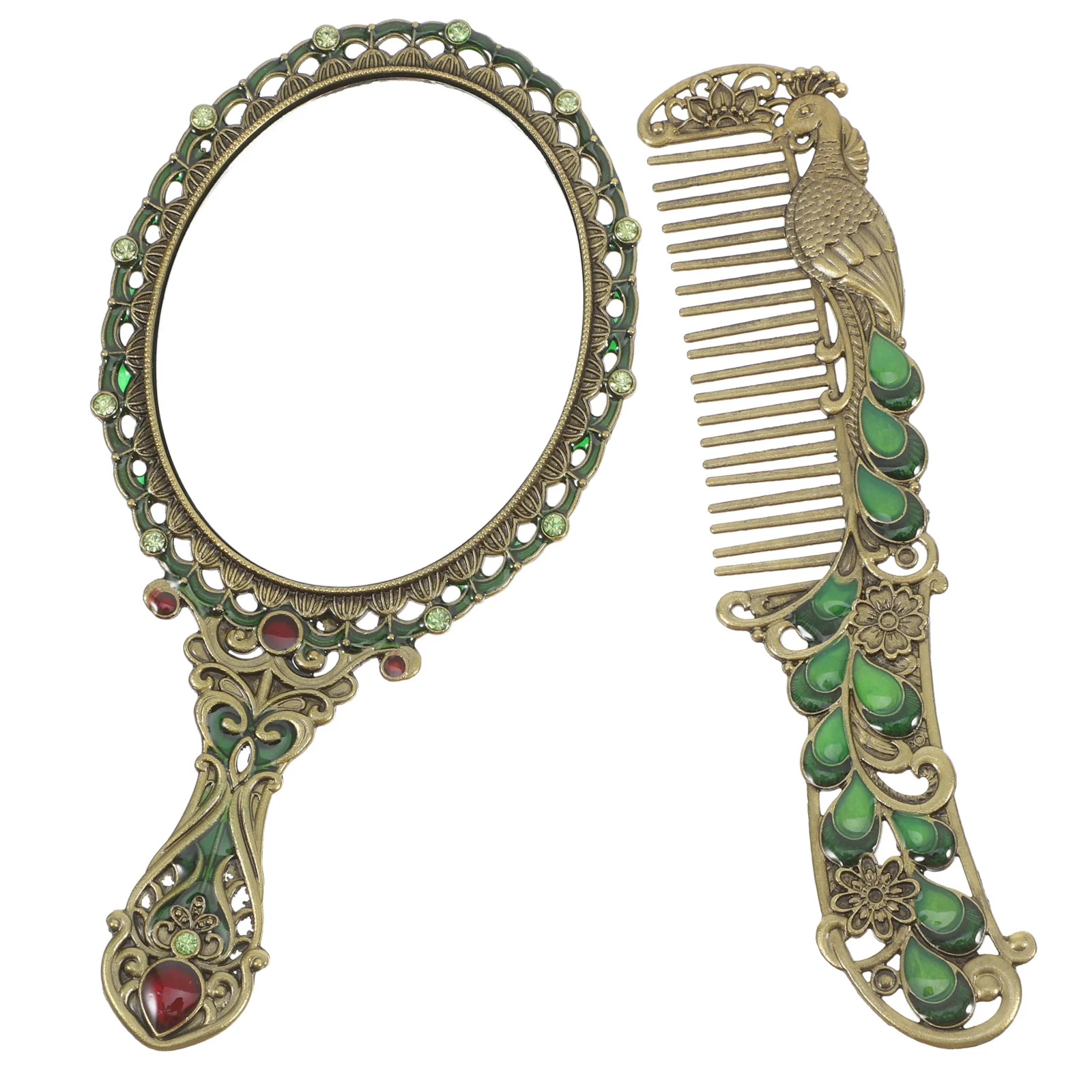 

1 set Vintage Makeup Set Portable Compact Mirror For Travel Women Dormitory Bathroom Bedroom Office Hand Mirror With Comb