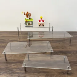 Clear Acrylic Shelf Risers for Collection Organizer Shelf Cupcake Food Desserts Holder Cosmetic Products Tabletop Use and More