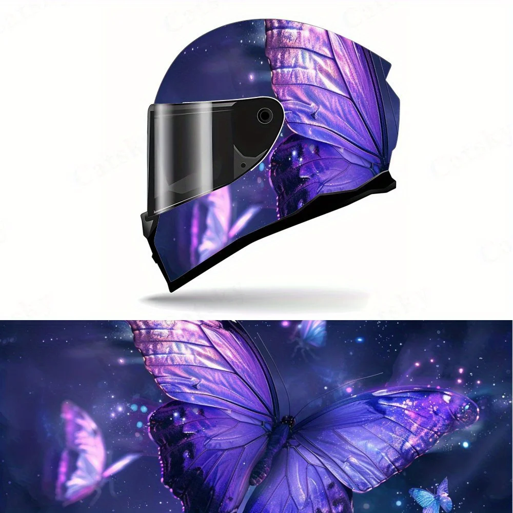 

Artistic magical fantasy purple butterfly Full helmet Wrap Sticker Motorcycle helmet Racing graphic Decal Vinyl wrap helmet deca