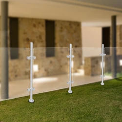 Glass Railing Post 316 Stainless Steel Railing Fence Pole Handrail Garden 110cm, Top Rail Mid Post