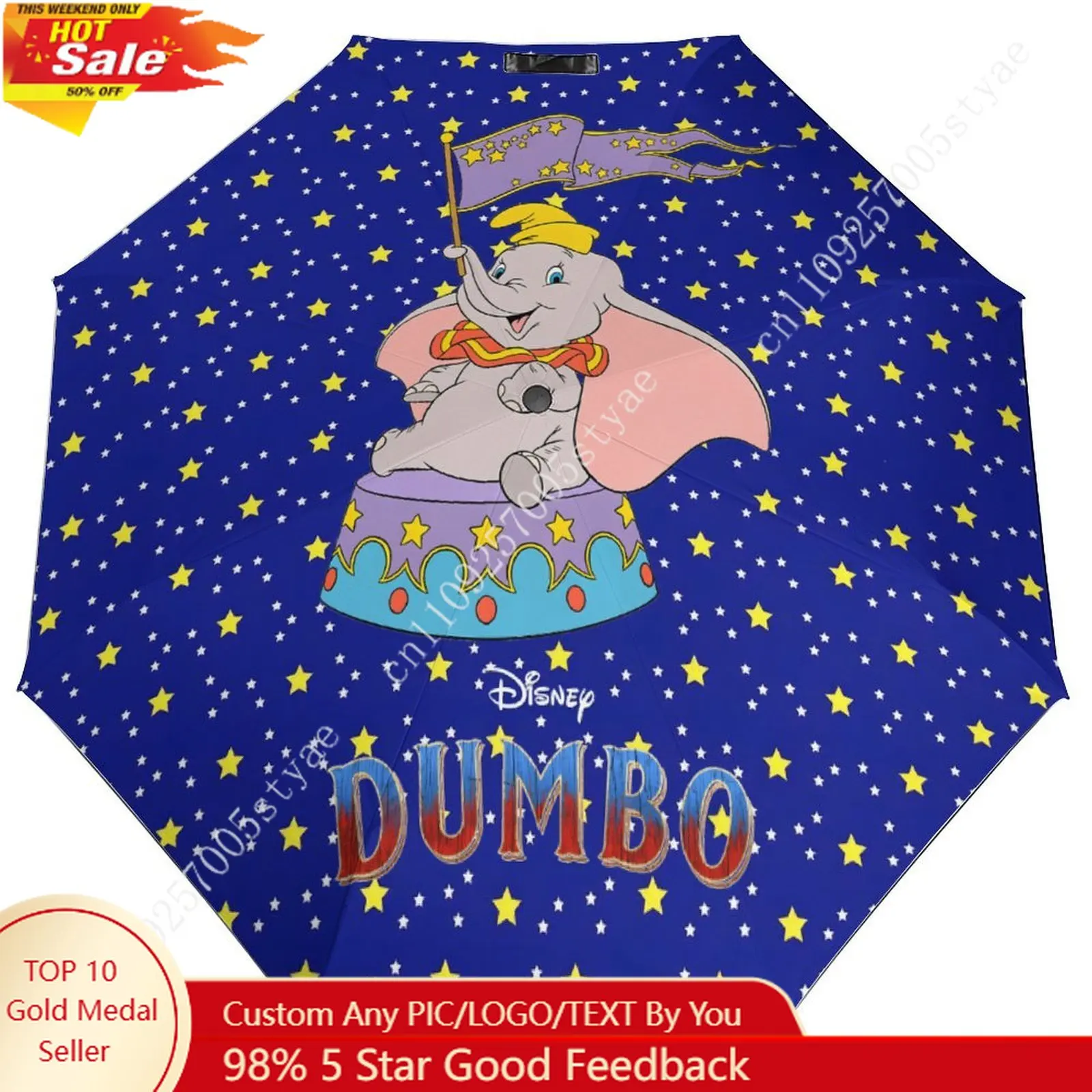 

Dumbo Umbrella Disney Cartoon 3 Fold Auto Suitable Both Sunny Rainy Days Decoration Gifts Custom Umbrella Cosplay