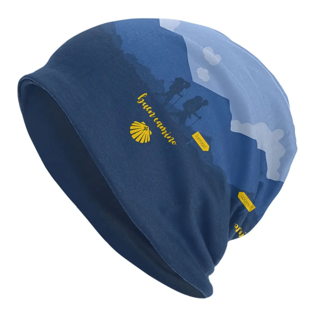 Custom Buen Camino Santiago De Compostela Art Print Shell Bonnet Hats Knitting Hat For Autumn Warm Classic Skullies Beanies Caps