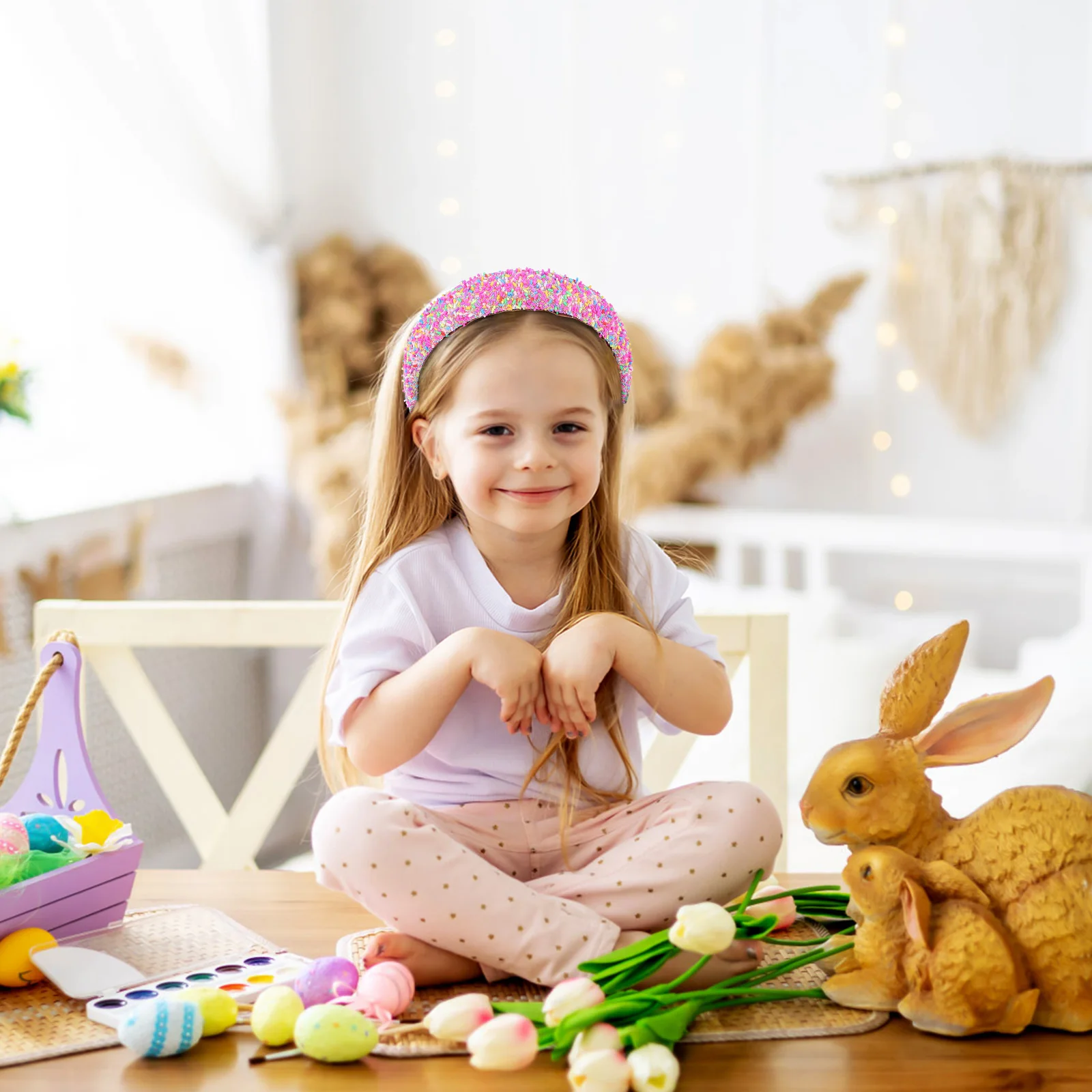 

2 pcs Fashionable Wide Headband Padded Chunky Hairband For Women Non-Slip Sparkly Candy Headbands Glitter Accessories Holiday