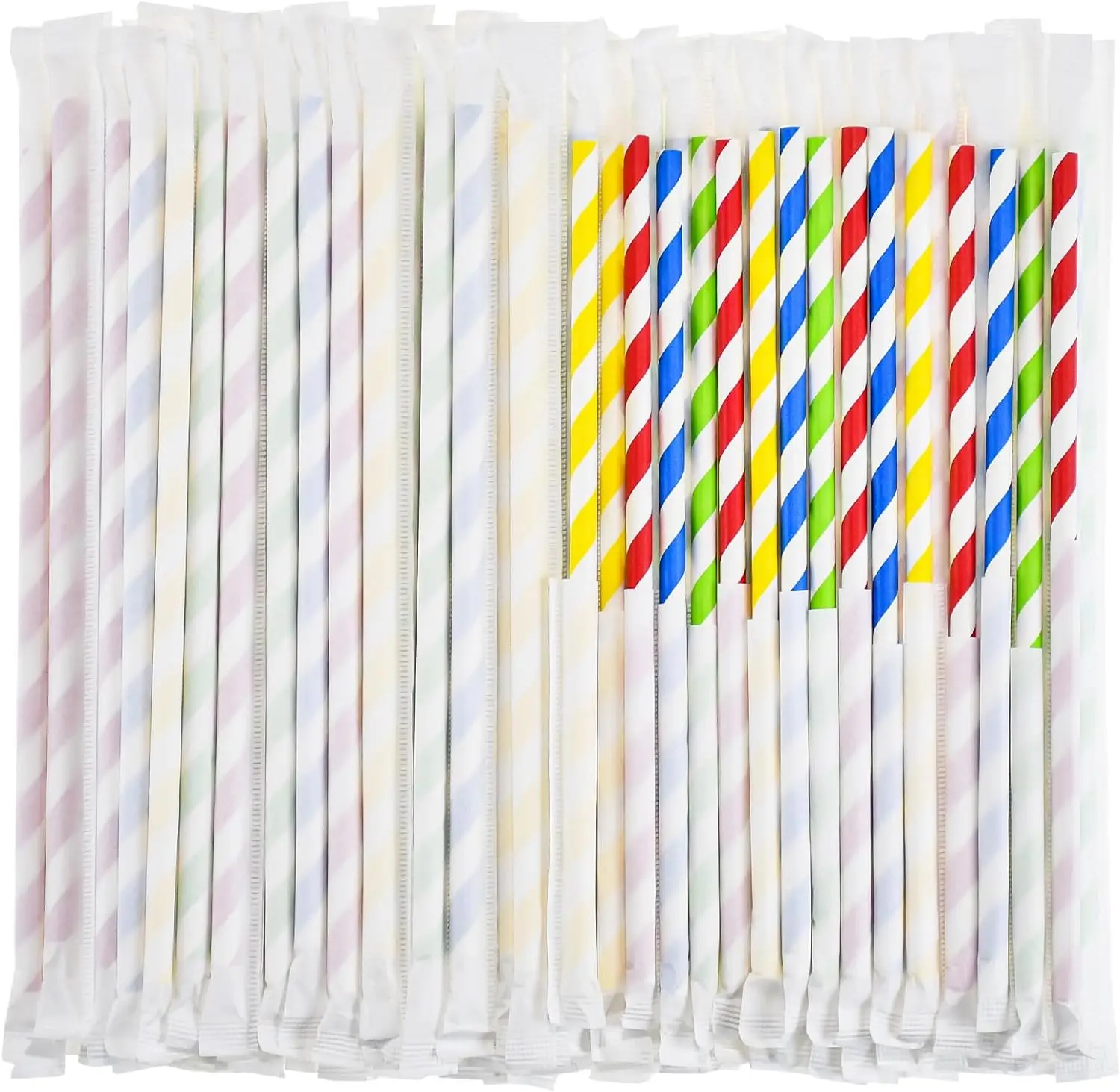 

Individually Packed Mix Color Paper Straws 100PCS Disposable Drinking Straws 6*197mm Straws for Cocktail Bars Restaurants