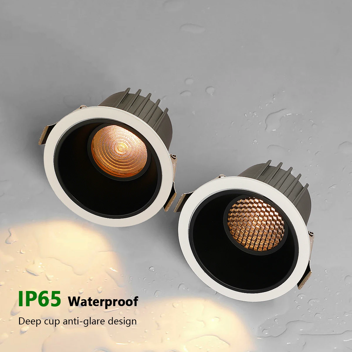 impermeavel led teto spot light downlight anti reflexo preto e branco honeycomb cozinha e banheiro wc e beirais resecced ip65 01