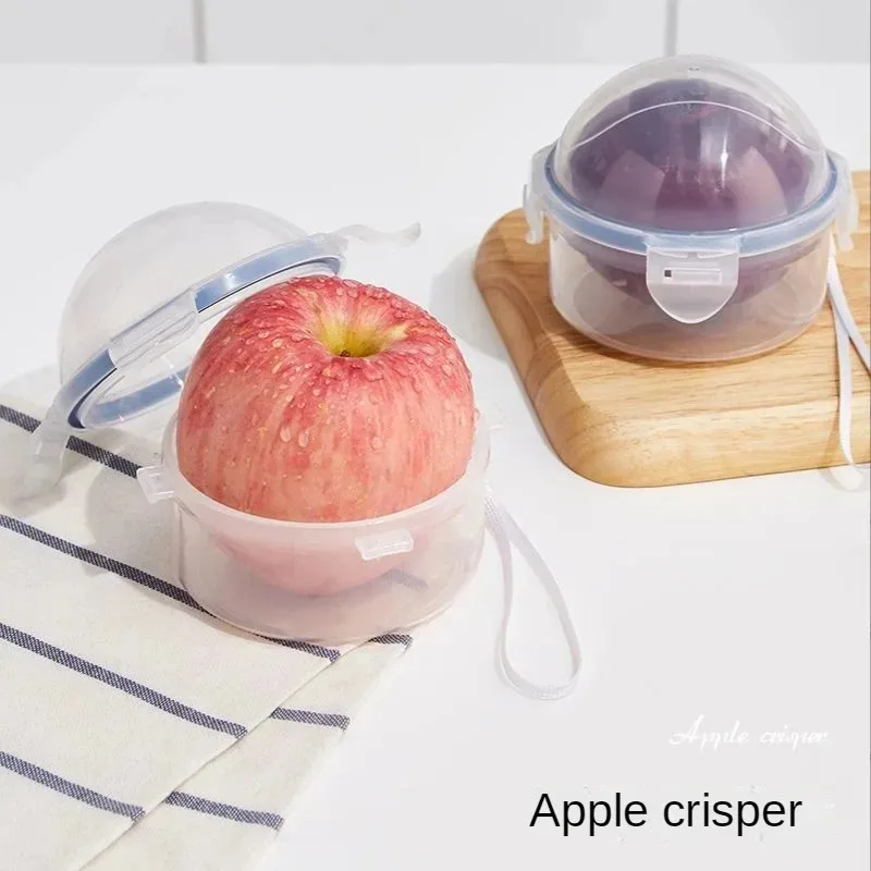 Caja de conservación de frutas de calidad alimentaria, caja redonda sellada para almacenamiento de manzanas, caja para verduras y cebollas, caja para calentar en microondas, 1 unidad