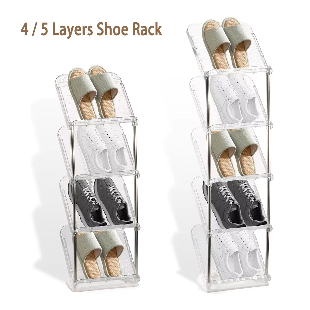 

4/5-слойная полка для обуви, прозрачные наклонные полки для обуви, многослойный органайзер, съемные полки для обуви, простые стеллажи для хранения в гостиной