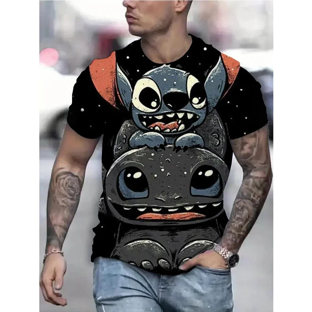 New Stitch T-shirt Lilo & Stitch Kawaii Anime 3D Printing Fashion Unisex Oversized T-shirt Disney Kids T-shirt Casual Tops