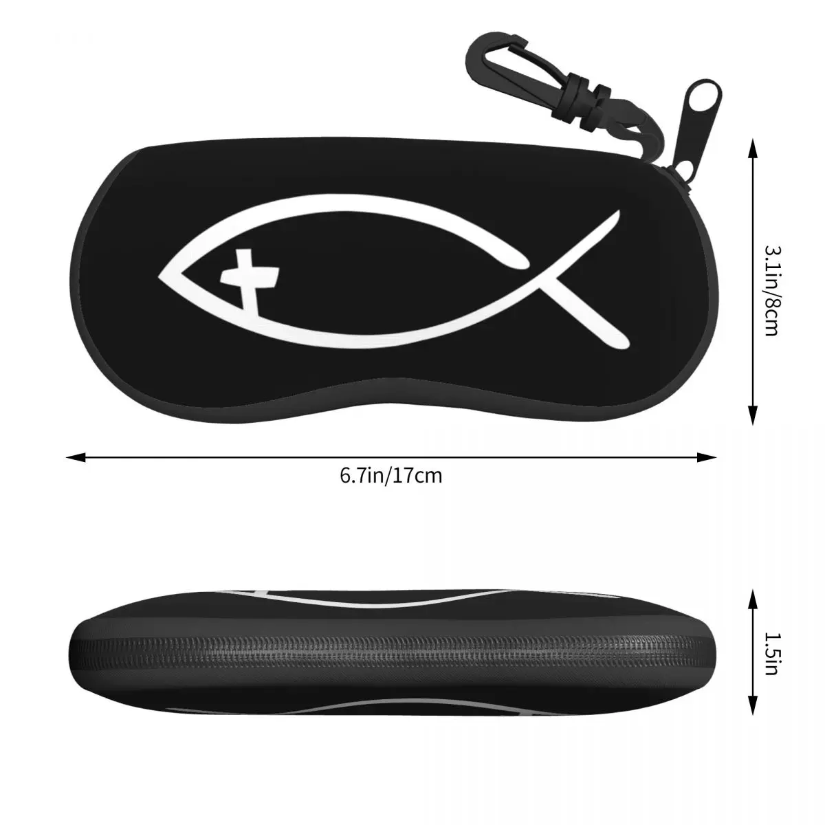 Jesus Cross Fish Sunglasses Soft Case Neoprene Zipper Christian Shell Eyeglass Case Custom Protective Box For Glasses