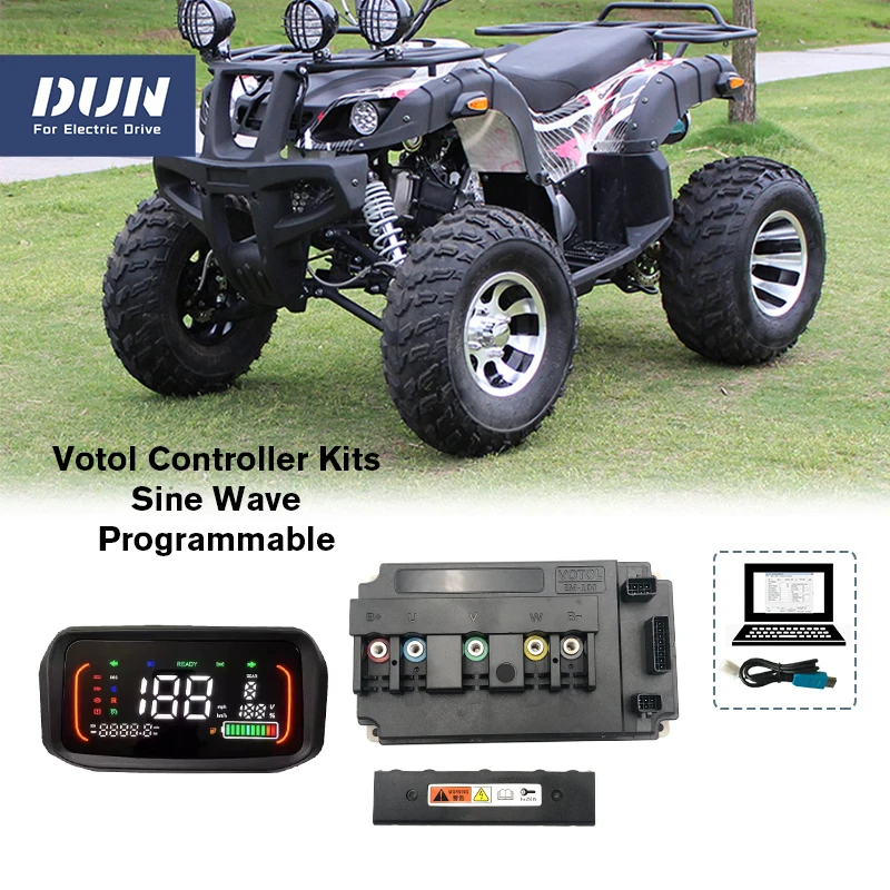 DUN/VOTOL EM-100 72V Brushless DC Controller with N7 ONE-Line Display Speedometer for 7KW In-wheel Hub Motor