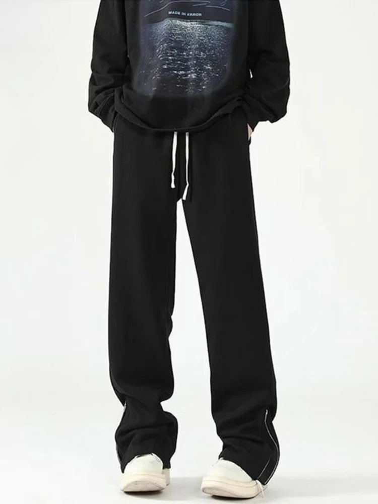 

Trousers Loose Zipper Plus Big Size Man Sports Pants Y2k High Quality Essential Elegant Harajuku Casual Trend Sweatpants for Men
