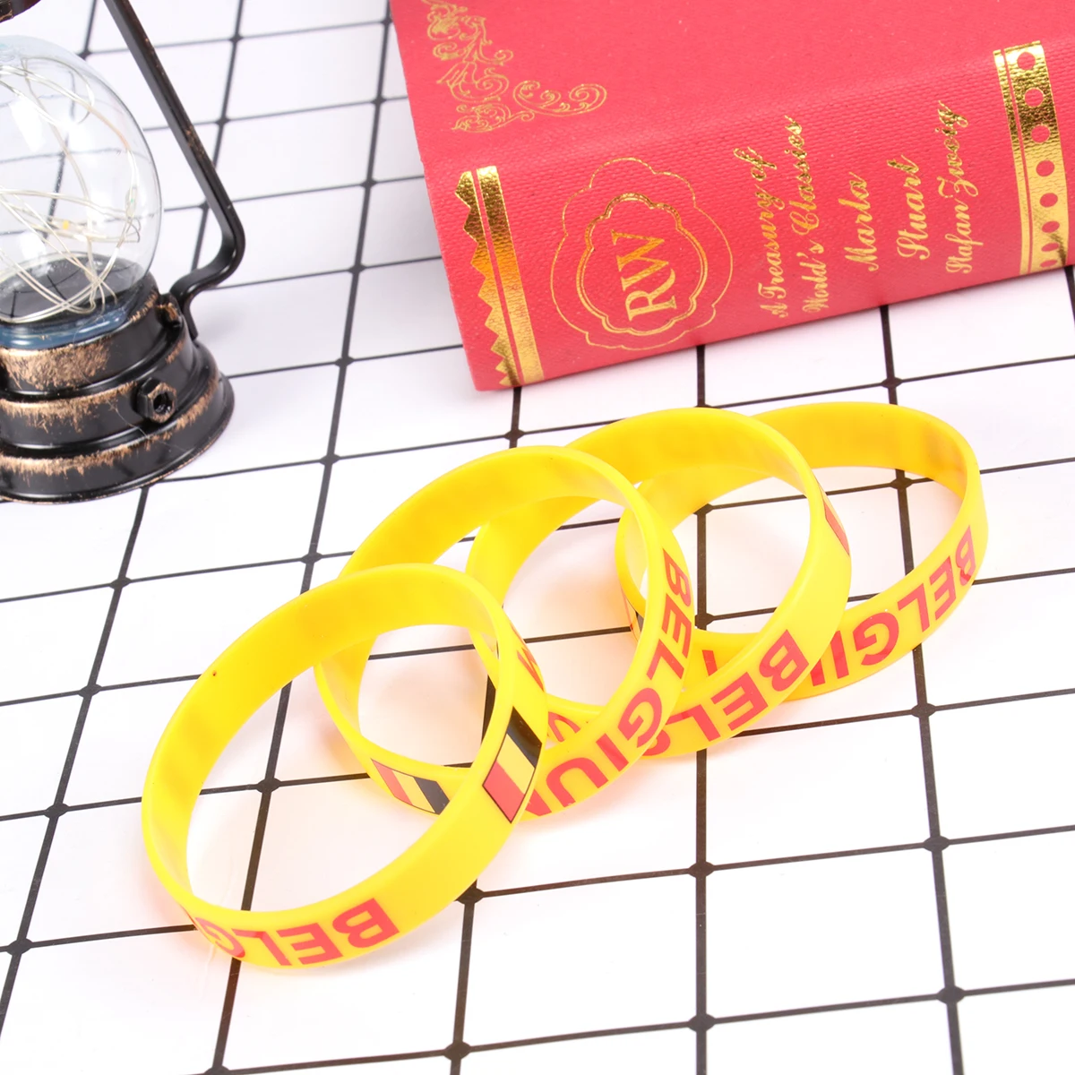 

10 Pcs Silicone Bracelet Sports Playground Wristband Bracelets Football Flag Printed