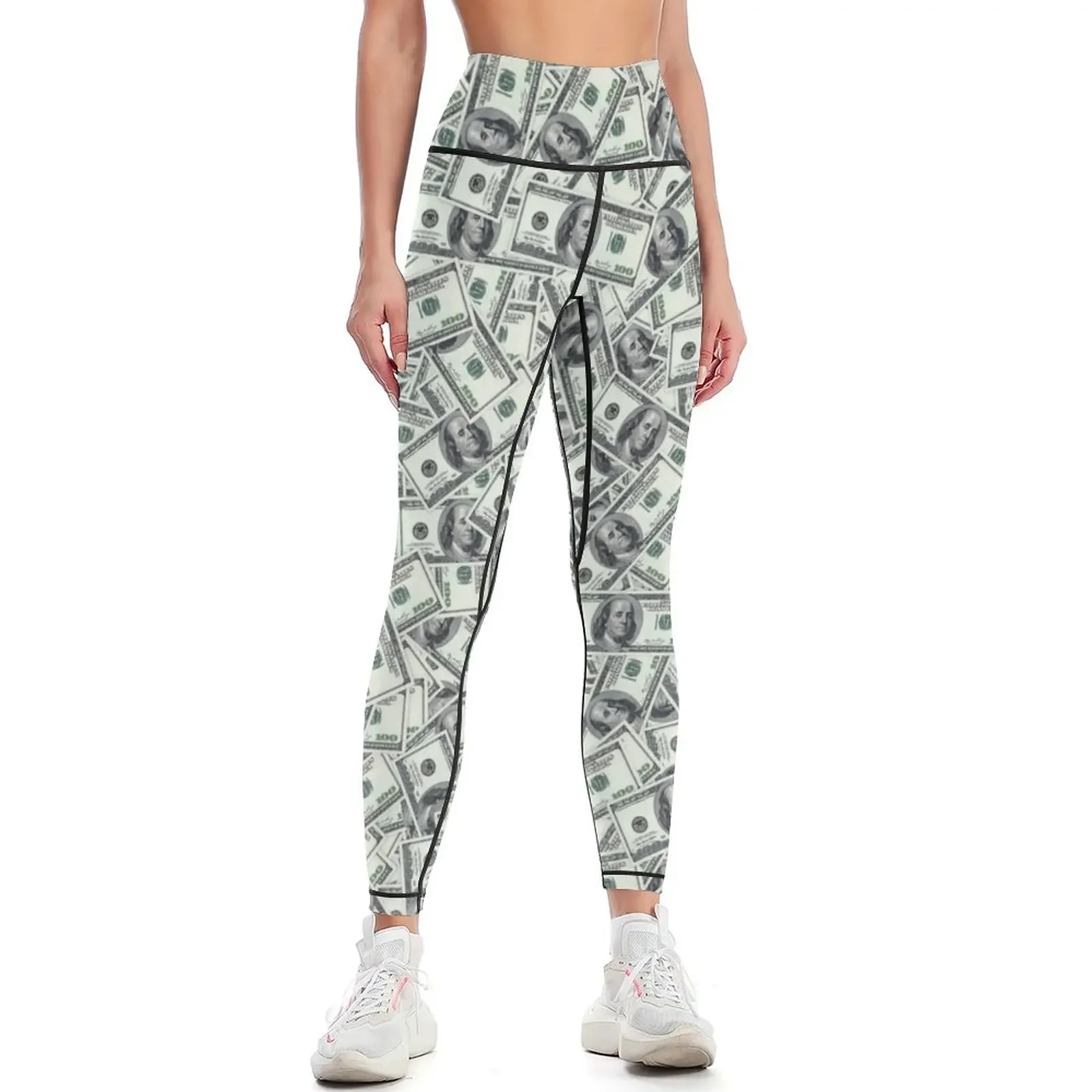 

Giant money background 100 dollar bills Leggings Women sportwear Women's pants Women's tights push up tights for Womens Leggings