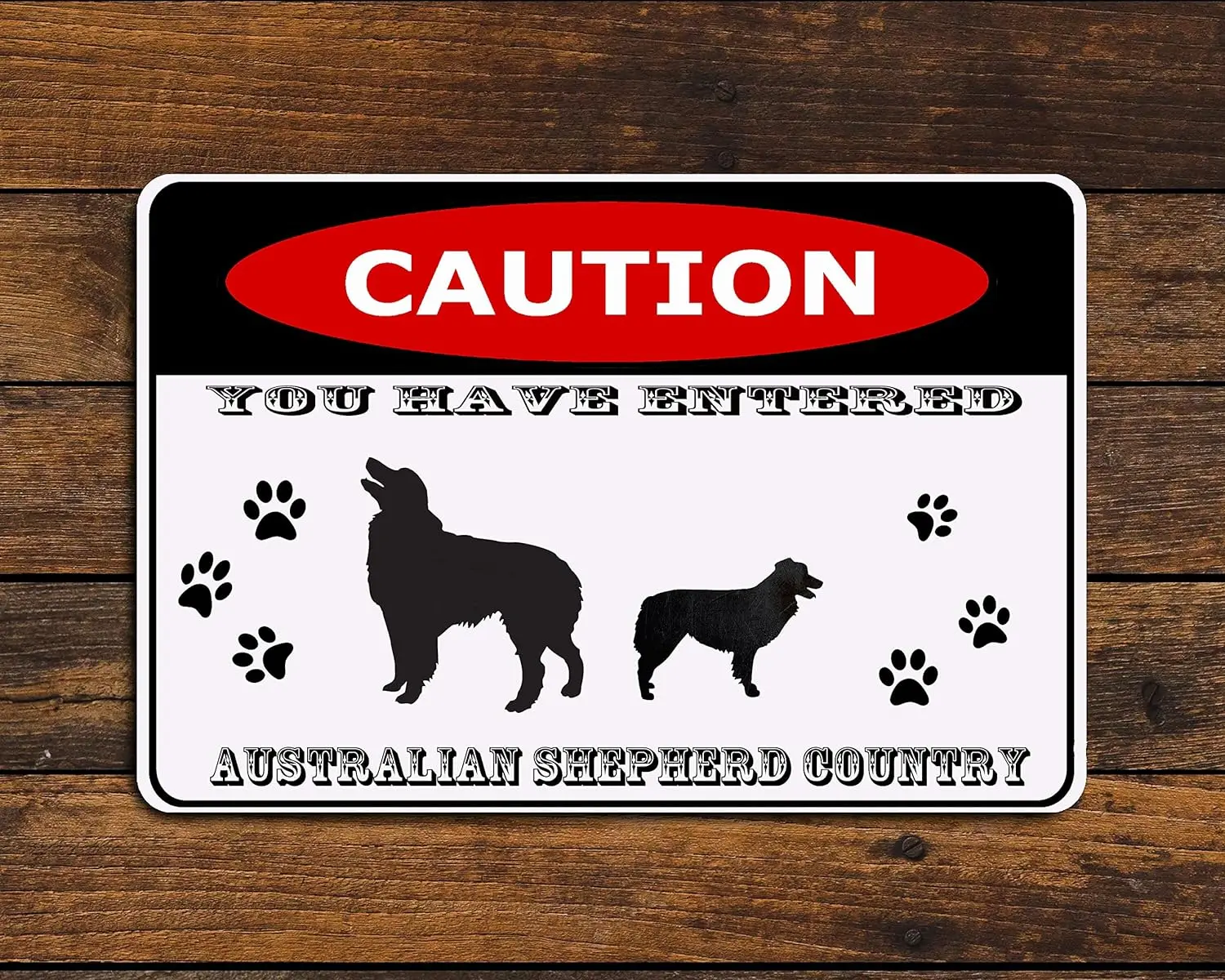 Australian Shepherd Country Caution Fun Dog Lover Gifts Idea Pet Metal Sign Home House Door Wall Decoration Pet Shop Tin Sign 12