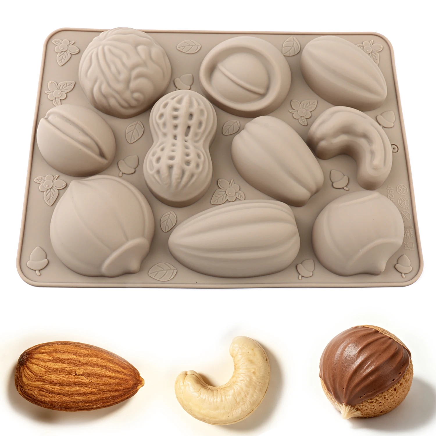 Nut-Themed Silicone Baking Mold, Non-Stick and Easy to Demold, Food-Grade Silicone, Can Be Used to Make Chocolate, Cake Decorations, Candy, Mini Cakes, and Other Baked Goods, DIY for Beginners, Home Baking