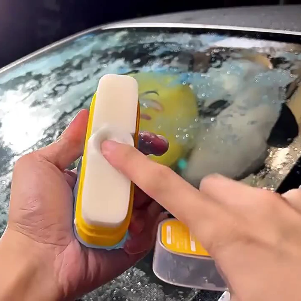 Car Glass Oil Film Remover Automotive Glass Sponge Cleaning Brush Front Inner Windshield Glass Oil Film Cleaner For Car Cleaning