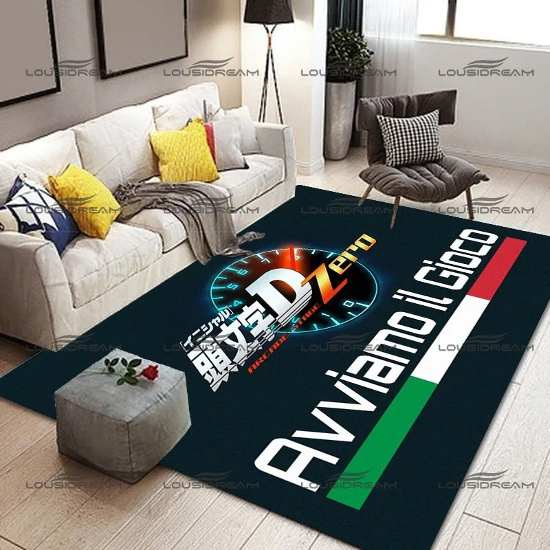 Square Flannel Initial D Carpet Cartoon Stunt Rider Pattern Decorative Rugs Modern Home Living Room Floor Mats Bedroom Carpet