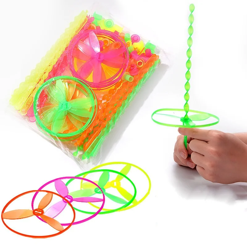 20pcs Hand pushed UFO Fairy Plastic Rotating Ring Flying Apsara Training Children's Sports Toys Student Gifts Outdoor Children