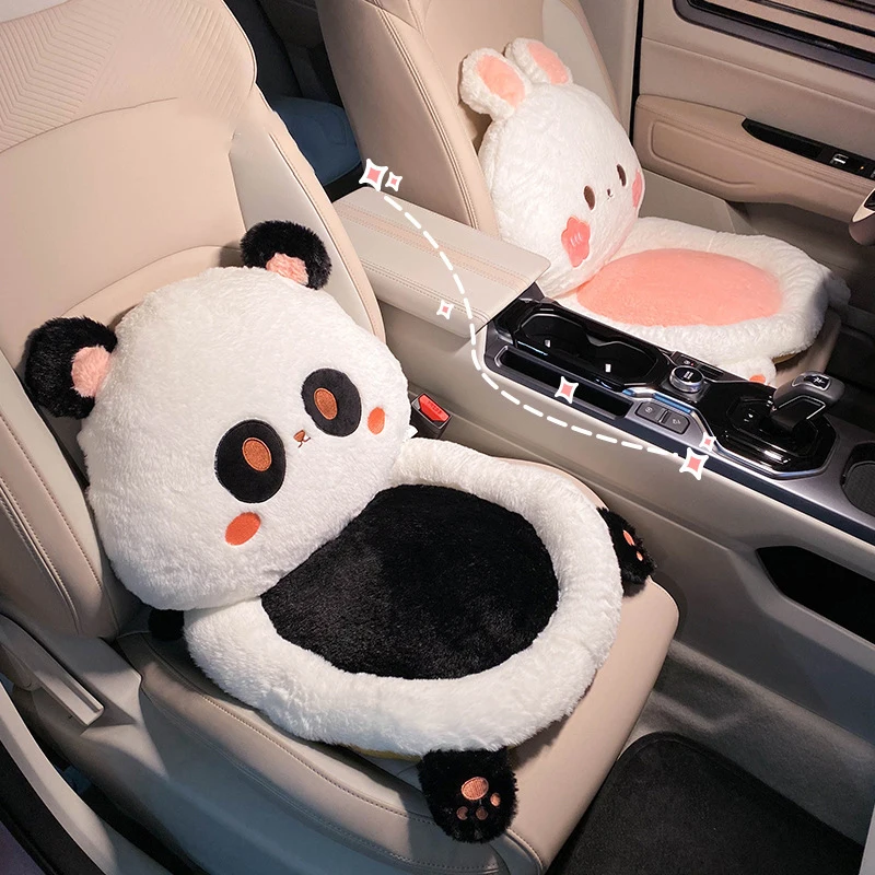 Plush Cartoon Panda/Rabbit Car Waist Neck Pillow Seat Cushion Sofa Office Rest Chair Pad Girl Women Lovers Car Interior Cute